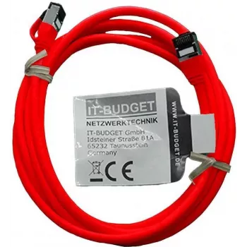 IT-BUDGET Cat.8.1 Slim cable de parcheo Ethernet, S/FTP, 40Gbps, 2000MHz, LSZH, PoE+, rojo, 2m 90ITBSLIM81PK2R