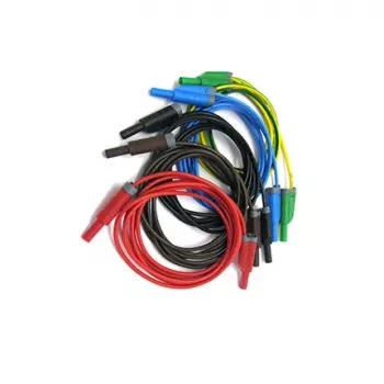 HT INSTRUMENTS KIT TLS-5 set de cables de medición de seguridad, 5 cables, 2 m, conectores banana de 4mm con protección de contacto, CAT IV 600V / CAT III 1000V, 16 A, silicona, rojo/negro/azul/verde/amarillo 2008250
