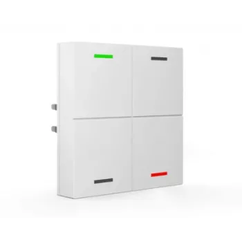 MDT BE-TAL63T4.01 Sensor táctil de cristal KNX 4-fach con LEDs de estado RGBW, sensores de temperatura, proximidad y luminosidad, Studio blanco brillante