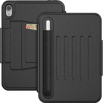 SEYMAC Funda para iPad 11.ª generación/10.ª generación 2025/2022 (11/10,9 pulgadas) A16, funda protectora antigolpes con cierre magnético automático Sleep/Wake, compartimentos para tarjetas, soporte multiángulo y soporte para lápiz, negra