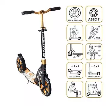 MUUWMI Six Degrees Patinete de aluminio 230/215 mm dorado