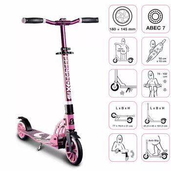 MUUWMI Six Degrees Patinete de aluminio 180/145 mm rosa