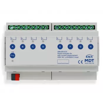 MDT AMI-0816.03 KNX Actuador de conmutación, 8 canales, 16/20 A, 230 V, 8 TE, carril DIN