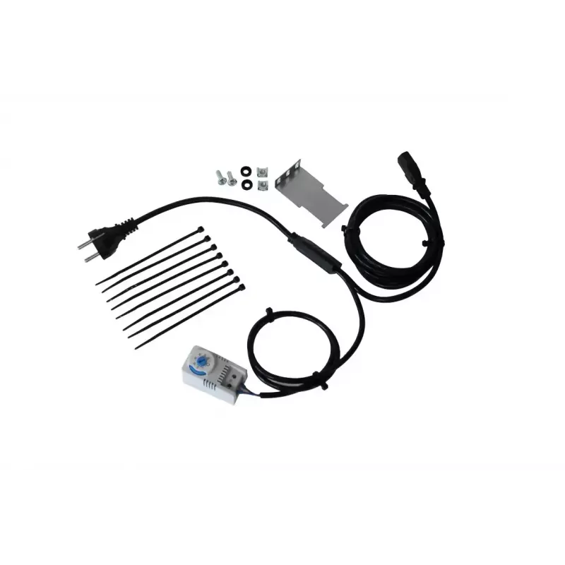 IT-BUDGET kit de montaje de ventilador con termostato, soporte, cable y material de montaje - ajustable 0-60°C (90ITBTKD180603KTH)