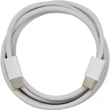 PowerRay Cable de datos y carga USB-C a USB-C, 60W PD, trenzado de nailon, 1m, Blanco, Bulk 4260357351156