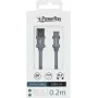 PowerRay Cable de datos PR-DCUC020TGY, USB-A a USB-C, 0,2 m, Textil gris, Blíster