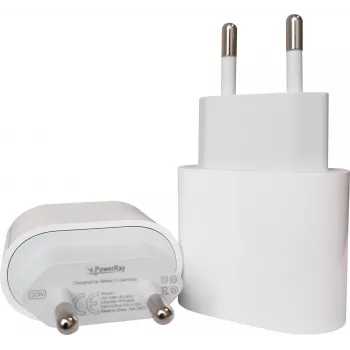 PowerRay PR-2347 cargador de pared USB-C PD 20W, enchufe EU, blanco (a granel)