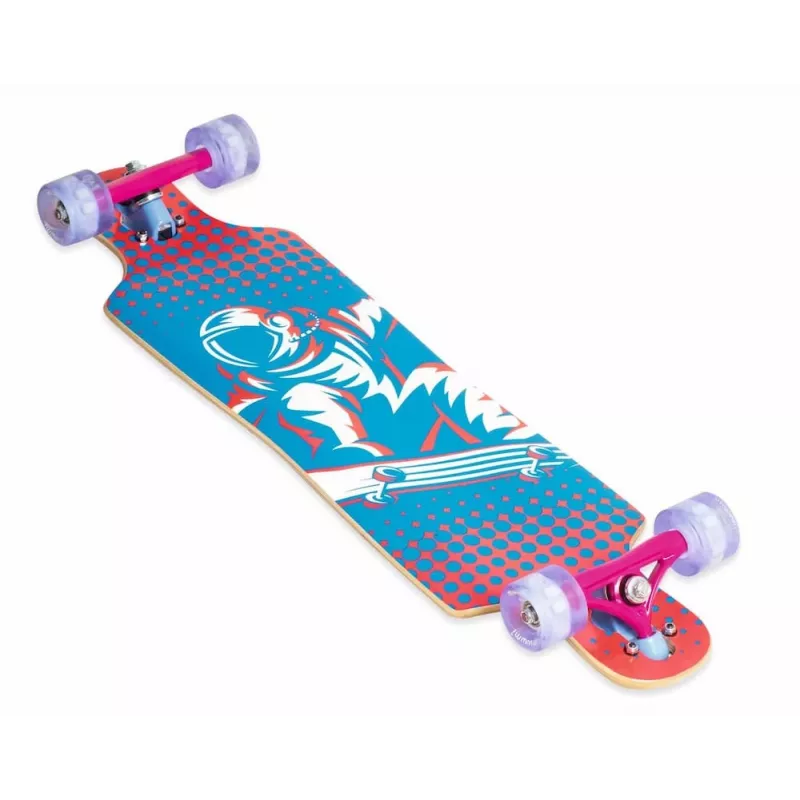 MUUWMI AU 560 Monopatín longboard compacto cruiser, rodamientos ABEC 7, ruedas LED, arce canadiense de 7 capas