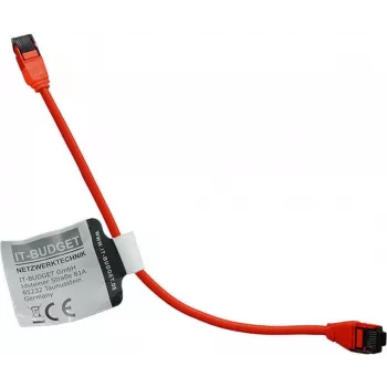 IT-BUDGET Cable de parcheo Cat.8.1 Premium Slim - Cobre puro, AWG 28, 2000 MHz, PoE+, 40 Gbit/s, libre de halógenos, Rojo, 0,15 m 90ITBSLIM81PK015R