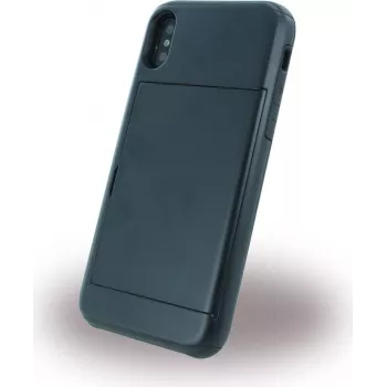 CYOO Funda rígida Slid Style con compartimento para tarjetas para Apple iPhone X – Negro
