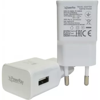 PowerRay Cargador PR-TA20EWE, especificación EU 2 polos con CE, 2000mAH, blanco, Bulk (PR-TA20EWE)