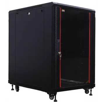 IT-BUDGET Armario de red de 19 pulgadas SRK - 18U - 600x800 mm - Puerta de cristal/acero - Montado - Negro 99ITB19SRK1868GSNM