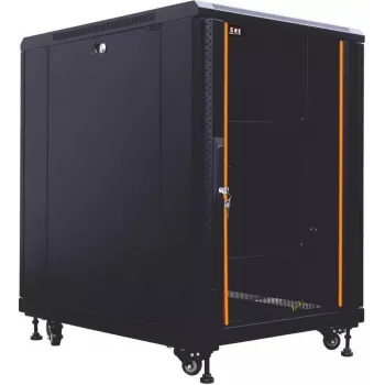 IT-BUDGET Armario de red de 19 pulgadas SRK - 12U - 600x800 mm - Puerta de cristal/acero - Montado - Negro (99ITB19SRK1268GSNM)