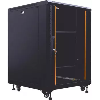 IT-BUDGET Armario de red de 19 pulgadas SRK - 12U - 600x800 mm - Puerta de cristal/acero - Flatpack - Negro (90ITB19SRK1268GSN)