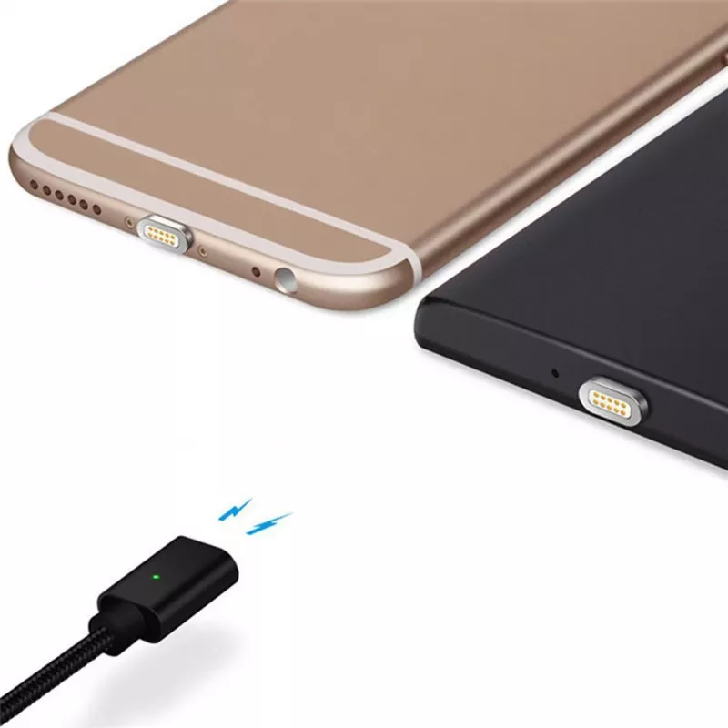 CYOO Cable magnético USB de carga y datos - 2 en 1 Micro USB y Lightning a USB - 1 m - Negro