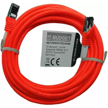 IT-BUDGET Cable de red Cat.8.1 S/FTP, 5 m, rojo, 40 Gbps, cobre puro, LSZH, PoE+ 90ITBFLEX81PK5R