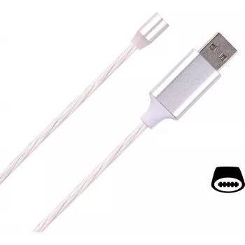 Cable USB Type-C CYOO Flow Light Magnet 1m blanco con LED para carga y sincronización de datos CY121476