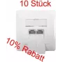 Pack ahorro IT-BUDGET: 10 x toma de datos Cat.6A, 2 puertos RJ45, blindada, entrada de cable horizontal, compatible con PoE+, blanca (ZAA90ITBDDSW)