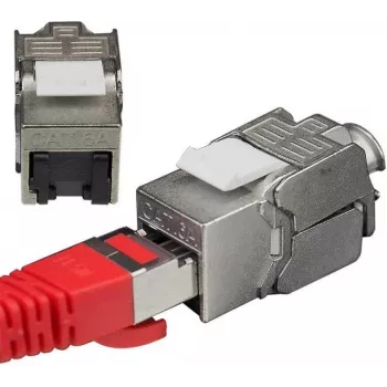 IT-BUDGET Módulo keystone RJ45 Cat.6A blindado sin herramientas small form factor con tapa antipolvo PoE+ (90ITBKM6ASS)