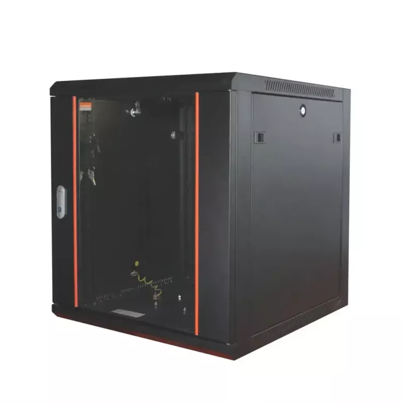 IT-BUDGET Armario de red de 19 inch SWA - 12U - 570x450 mm - puerta de cristal - paneles laterales desmontables - montaje en pared y suelo - set de accesorios - negro (90ITB19WS12645GS)
