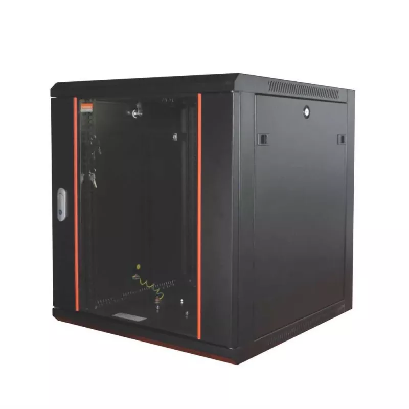 IT-BUDGET Armario de red de 19 inch SWA - 12U - 570x450 mm - puerta de cristal - paneles laterales desmontables - montaje en pared y suelo - set de accesorios - negro (90ITB19WS12645GS)
