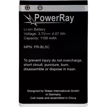 PowerRay Batería PR-BL5C para Nokia E50, N70, N91, 6600, 1100 mAh, Bulk