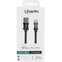 PowerRay PR-DCUL120TBK Cable de datos y carga USB-A a Lightning de nailon trenzado con certificación MFi, 1,2 m, Negro