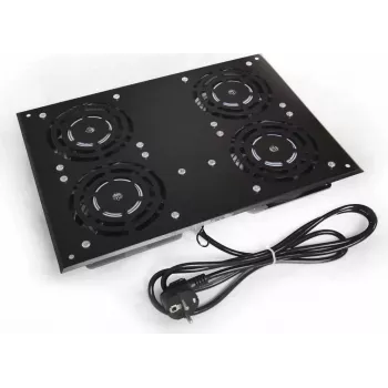 IT-BUDGET Unidad de ventiladores para armarios SRK - 4 ventiladores activos - 640 m³/h de caudal de aire - Termostato - Interruptor - Negro (90ITB19SRKFAN4S)