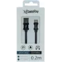 PowerRay Cable de datos/carga USB-A a Lightning 0,2m Textil Negro PR-DCUL020TBK