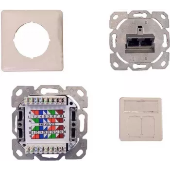 IT-BUDGET Toma de red empotrada blindada Cat.6A, 2 x RJ45, blanco puro, PoE+ 90ITBDDRW