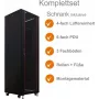 IT-BUDGET Armario de red SRK de 19 inch set completo 42U 600x600mm puerta de cristal/acero 4 ventiladores PDU bandejas premontado negro 99ITB19SRK4266GSM