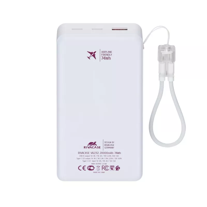 Rivacase VA2312 batería externa 20000 mAh 22,5W blanca