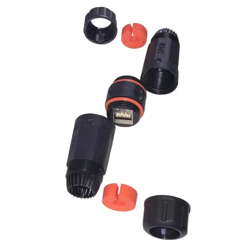 IT-BUDGET conector hembra RJ45 impermeable IP68 Cat.6A para exterior e industria - 2 x conector hembra RJ45 - negro (90ITBKK6AIP68)