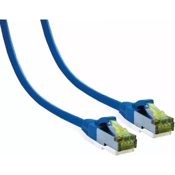 IT-BUDGET cable de parcheo Premium Cat.6A con cable bruto Cat.7, 600 MHz, libre de halógenos, PoE+, 10 Gbit, azul, 2 m (90ITB6A7PK2B)