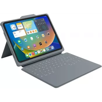 B2Bworkplace funda de teclado Smart Rugged con Smart Connector para iPad 11 (2025) y 10.9 (2022), gris/transparente, QWERTZ
