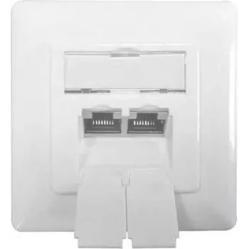 IT-BUDGET Toma de datos de red 2x conector hembra RJ45 Cat.6A apantallada blanco claro empotrable horizontal PoE+ 90ITBDDSW