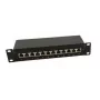 IT-BUDGET Panel de parcheo de 10 pulgadas - apantallado - Cat.6A - 500MHz - 12 puertos RJ45 - compatible con PoE+ - 1U - negro (90ITB10PP6AS)
