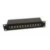 IT-BUDGET Panel de parcheo de 10 pulgadas - apantallado - Cat.6A - 500MHz - 12 puertos RJ45 - compatible con PoE+ - 1U - negro (90ITB10PP6AS)