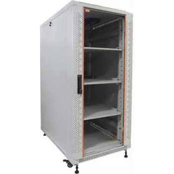IT-BUDGET Set completo de rack de servidor de 19 pulgadas SRK - 27U, 600x1000 mm, puertas de cristal/macizas, 4 ventiladores activos, PDU, bandejas, gris claro 90ITB19SRK27610GG