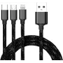 CYOO Cable de carga y datos 3 en 1 USB – Micro USB, USB-C, Lightning – Negro