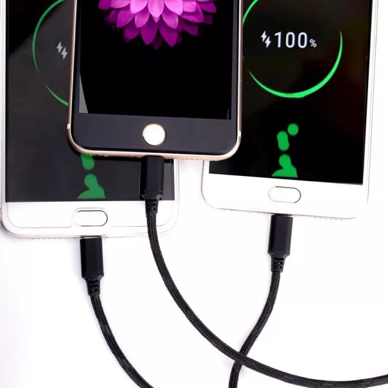 CYOO Cable de carga y datos 3 en 1 USB – Micro USB, USB-C, Lightning – Negro