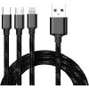 CYOO Cable de carga y datos 3 en 1 USB – Micro USB, USB-C, Lightning – Negro