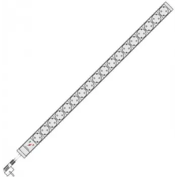 Liebernetz PDU para rack de 18 tomas Schuko con protección contra sobretensiones e interruptor automático, 1U, gris claro 90LNSDL18VSPLSG