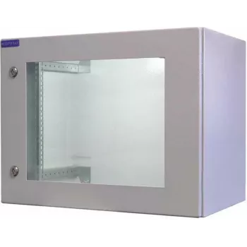 RESISTER Rack de red de 19 pulgadas PRO - IP66 exterior e industria - puerta con ventana - 9U - 600x400 mm - gris claro (90RR19WV94GG)