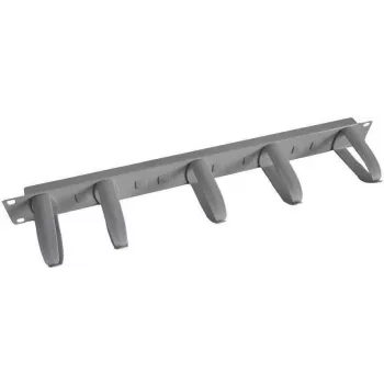 IT-BUDGET Panel de gestión de cables de 19 pulgadas 1U con 5 sujetacables de plástico giratorios, gris claro 90ITBKFP1HEG