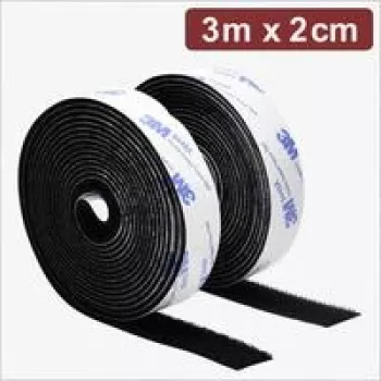 Quadrios 24CA320 Cinta de velcro autoadhesiva, 3 m x 2 cm, negra