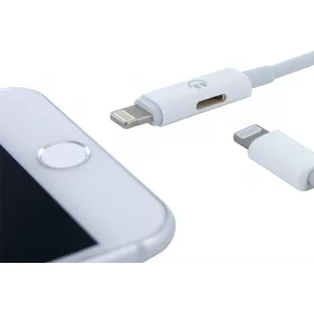 CYOO Cable adaptador de carga y audio Lightning 2 en 1 - Blanco
