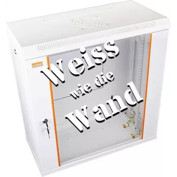 IT-BUDGET Rack de pared de 19 pulgadas SWA 12U 600x300mm con puerta de cristal, paneles laterales desmontables, Blanco puro 90ITB19WS1263GW