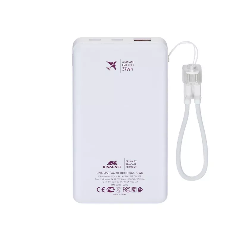 Rivacase VA2311 Batería externa 10000 mAh 22,5 W blanca