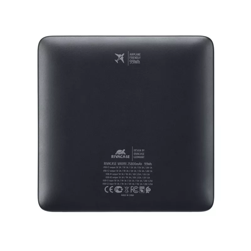 Rivacase VA1091 Batería externa 25800 mAh 100W negra
